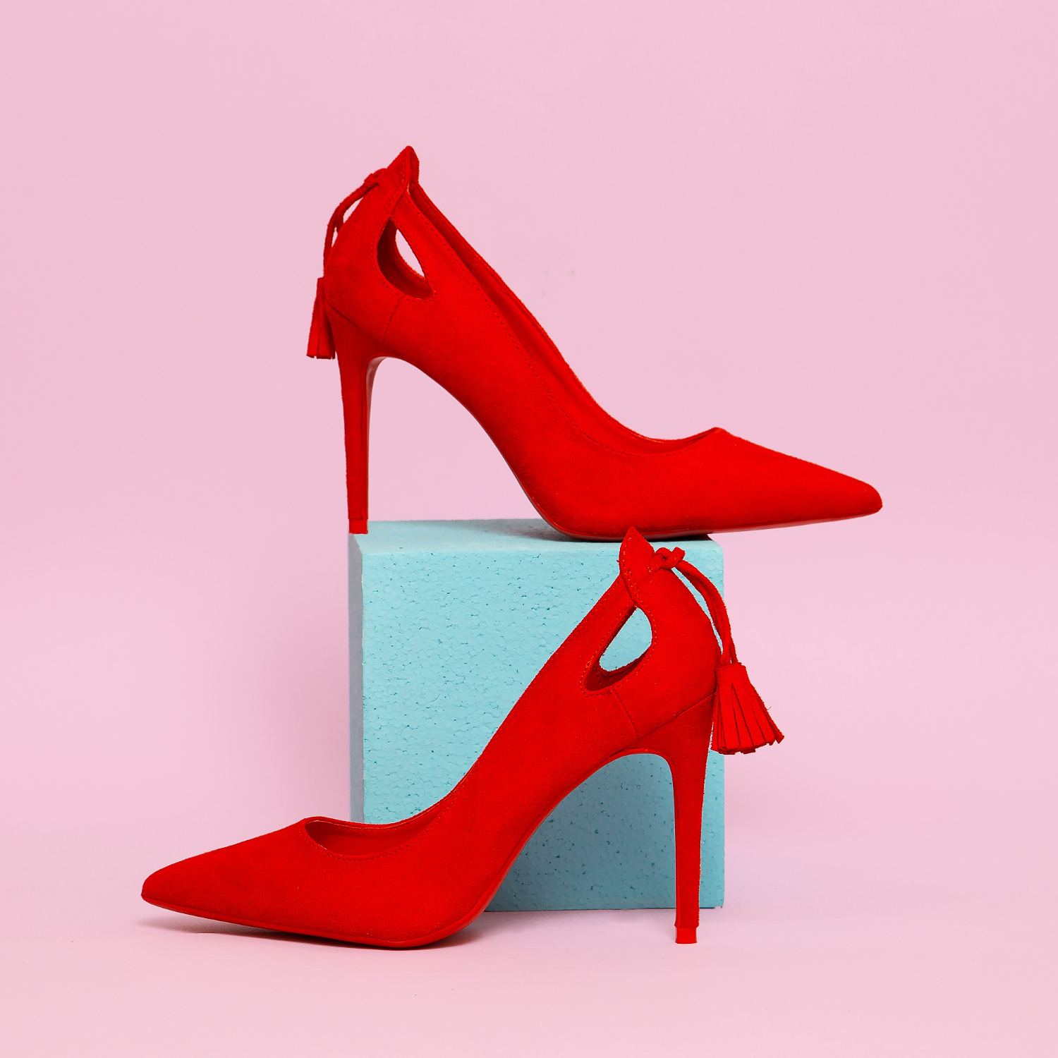 Elegant red high heel shoes